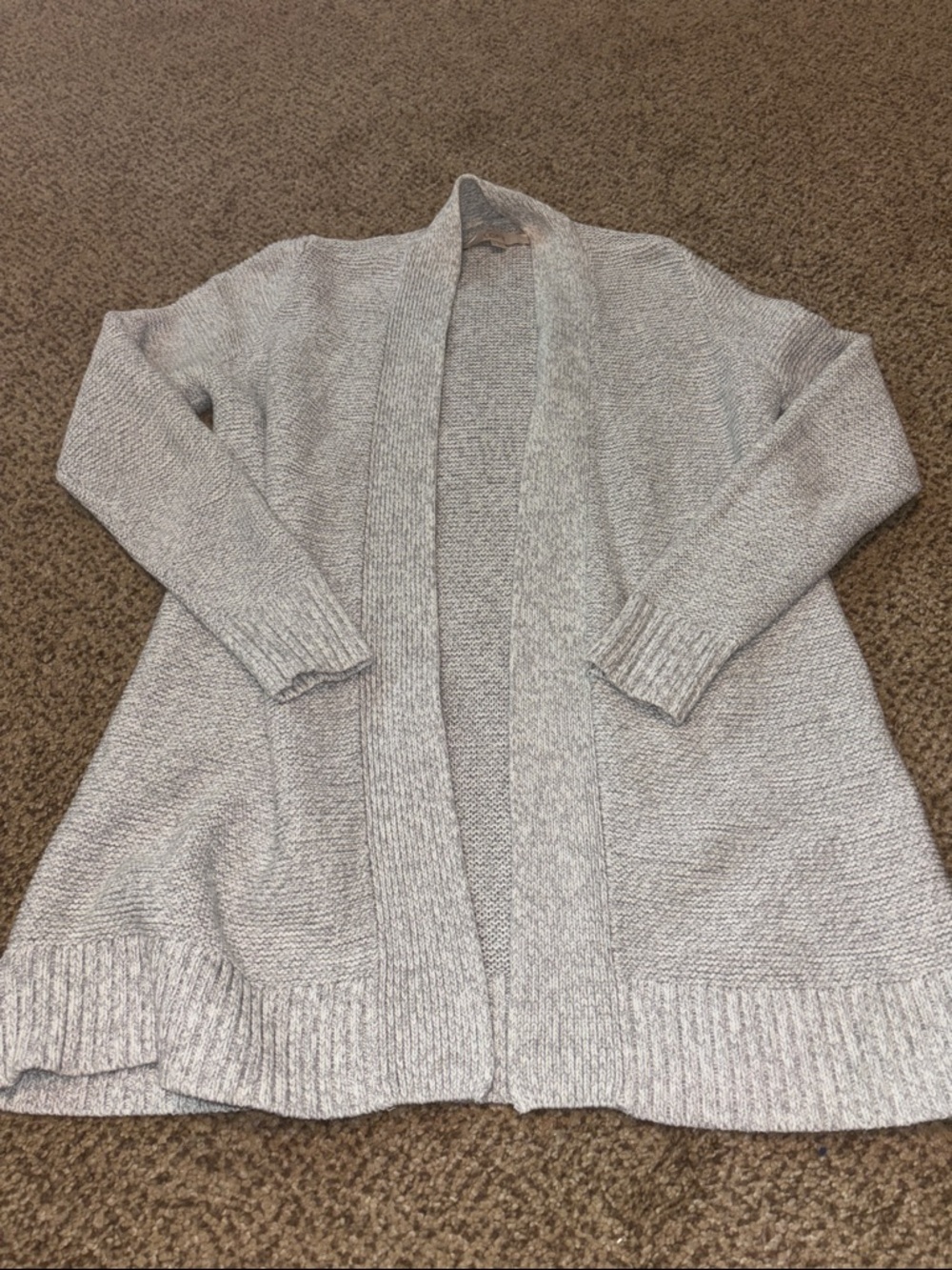 LOFT Heather Gray Open-Front Knit Cardigan XS